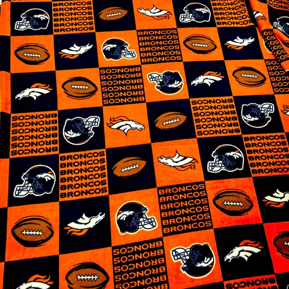 NFL Fleece Fabric- Denver Broncos Block (58 inches wide by 72 inches long) - Picture 1 of 7